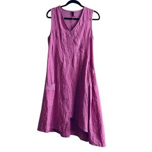 NWT Inizio Linen Size Medium Plum Midi Dress